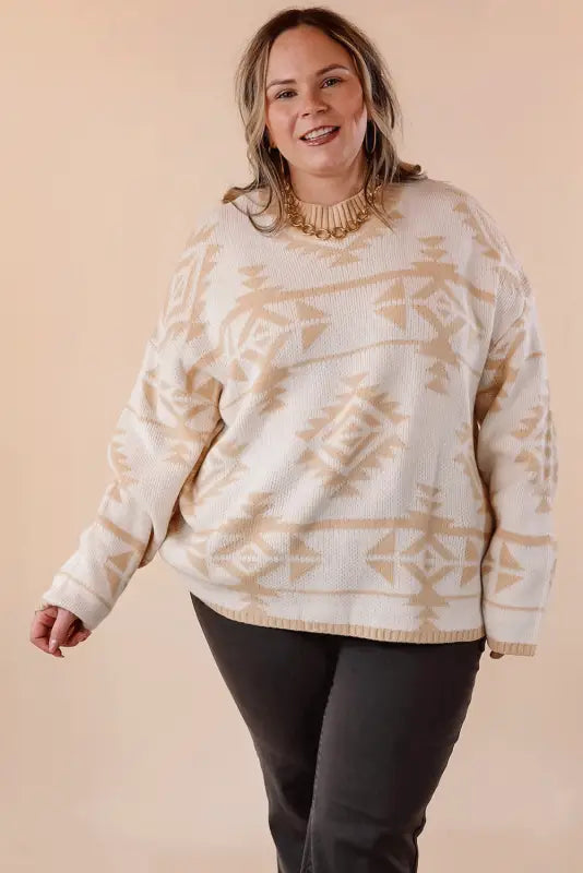 Aztec charm sweater | cozy plus size western print