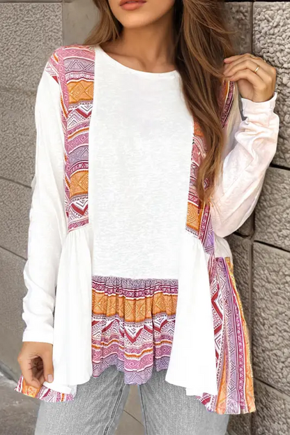 Aztec charm ruffle tunic