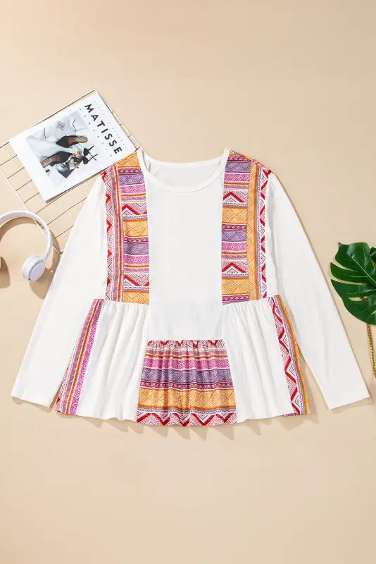 Aztec charm ruffle tunic