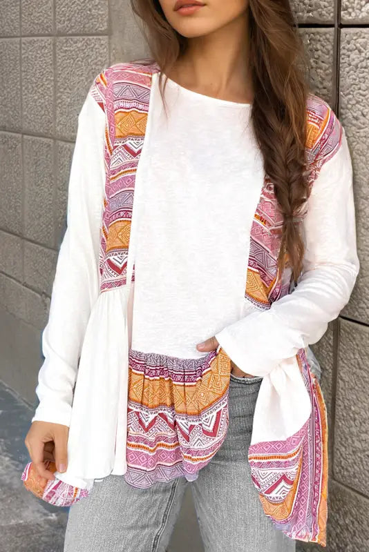 Aztec charm ruffle tunic