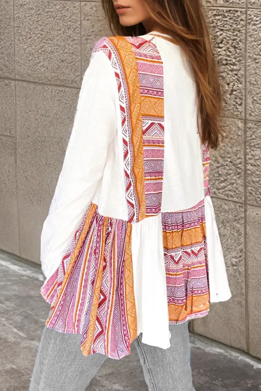 Aztec charm ruffle tunic