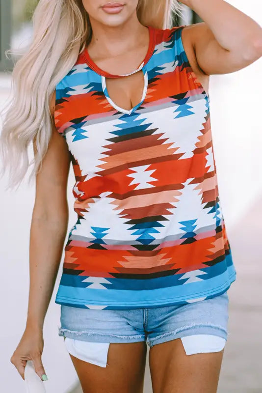 Aztec geometric tank top - tops