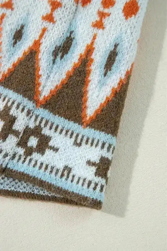 Aztec Open Front Knitted Cardigan - Fashionfitz