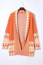 Aztec Open Front Knitted Cardigan - Fashionfitz