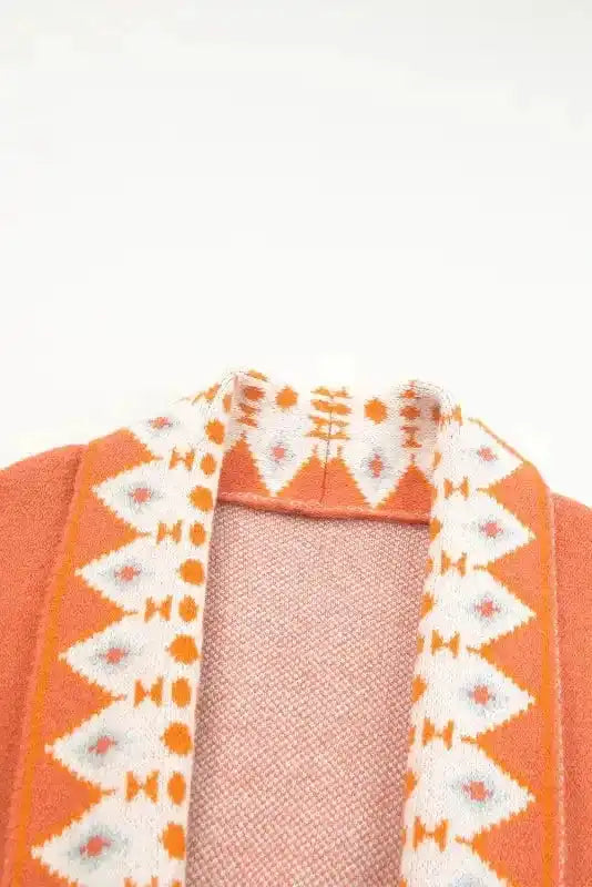 Aztec Open Front Knitted Cardigan - Fashionfitz