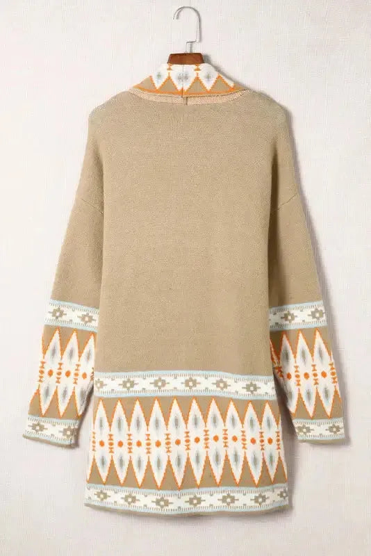Aztec Open Front Knitted Cardigan - Fashionfitz