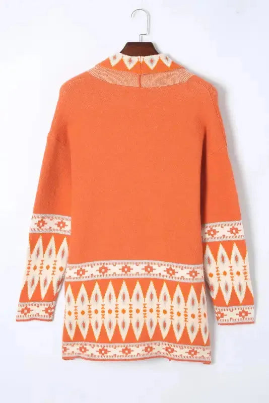 Aztec Open Front Knitted Cardigan - Fashionfitz