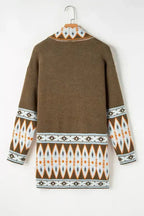 Aztec Open Front Knitted Cardigan - Fashionfitz