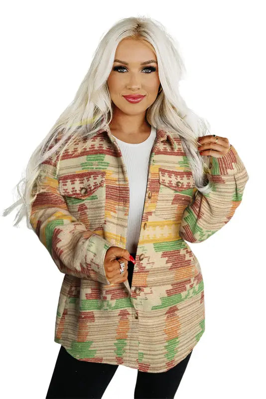 Aztec patch hooded zip up jacket | women’s jackets