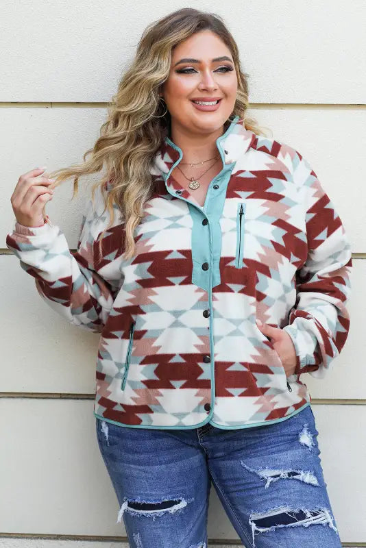 Cozy plus size fleece jacket - women’s jackets at fashionfitz