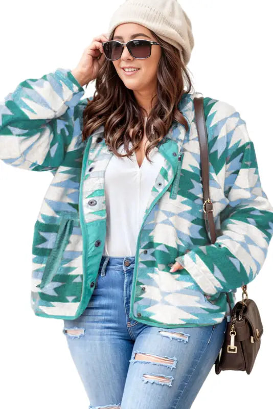 Cozy plus size fleece jacket - women’s jackets at fashionfitz