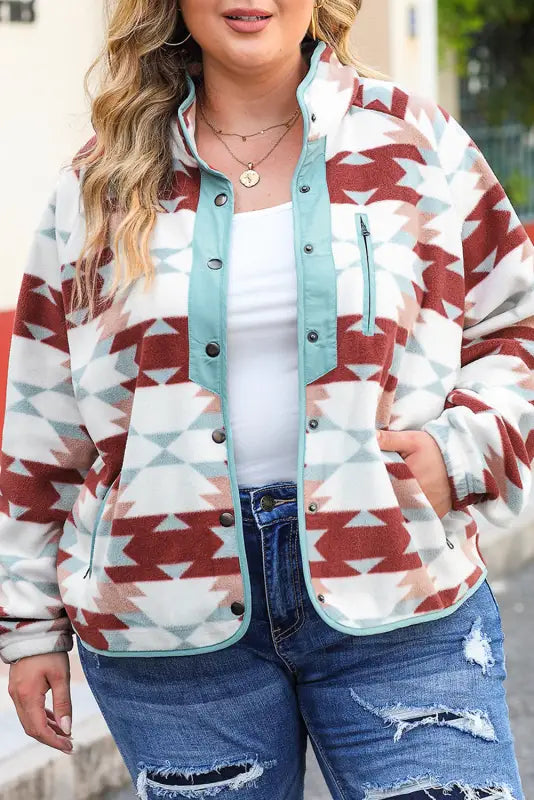 Cozy plus size fleece jacket - women’s jackets at fashionfitz