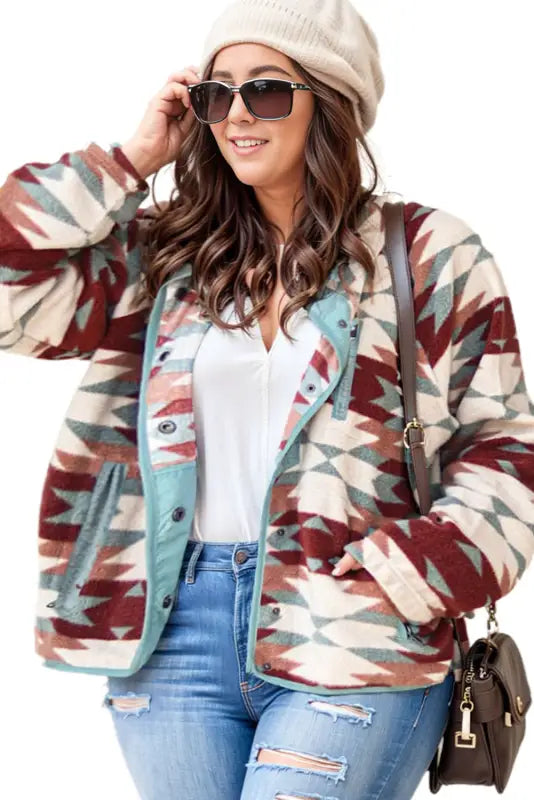 Cozy plus size fleece jacket - women’s jackets at fashionfitz