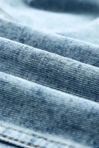 Aztec Print Frayed Hem Denim Jacket - Fashionfitz