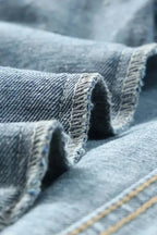 Aztec Print Frayed Hem Denim Jacket - Fashionfitz