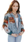 Aztec print frayed hem denim jacket | fashionfitz