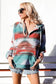 Multicolor aztec print zipped split neck hoodie - sweatshirts & hoodies