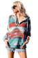 Multicolor aztec print zipped split neck hoodie - sweatshirts & hoodies