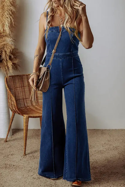 Azure allure denim jumpsuit