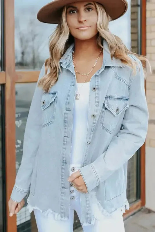 Azure Breeze Denim Jacket - Fashionfitz