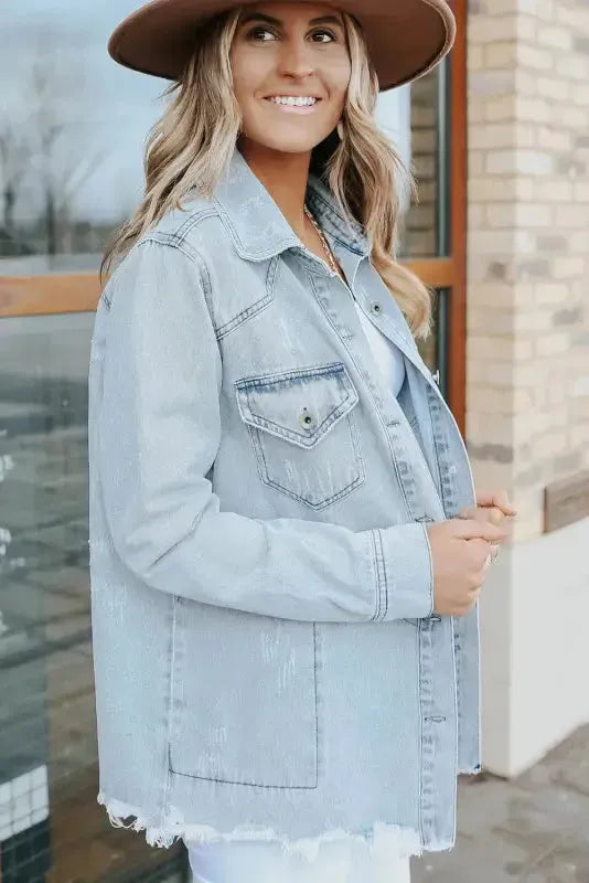 Azure Breeze Denim Jacket - Fashionfitz