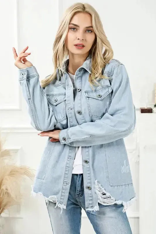 Azure Breeze Denim Jacket - Fashionfitz