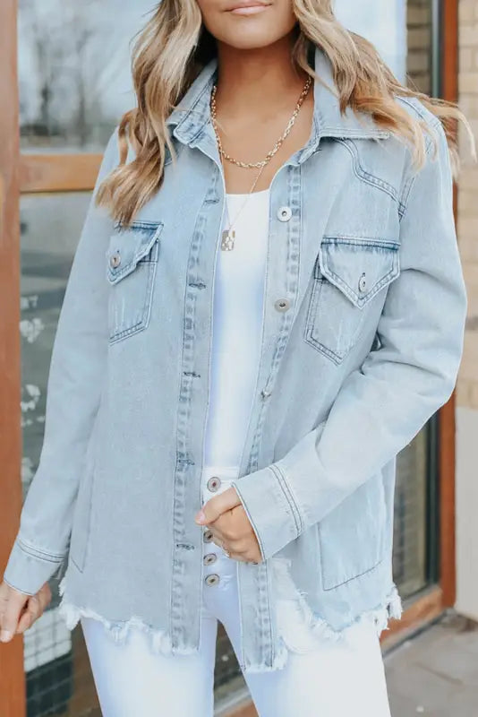 Azure breeze denim jacket - jackets