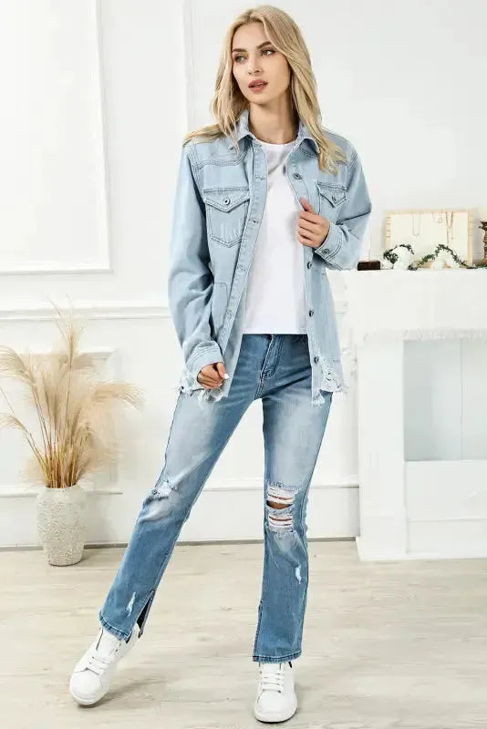 Azure Breeze Denim Jacket - Fashionfitz