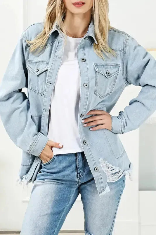 Azure Breeze Denim Jacket - Fashionfitz