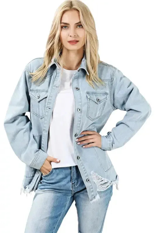 Azure Breeze Denim Jacket - Fashionfitz