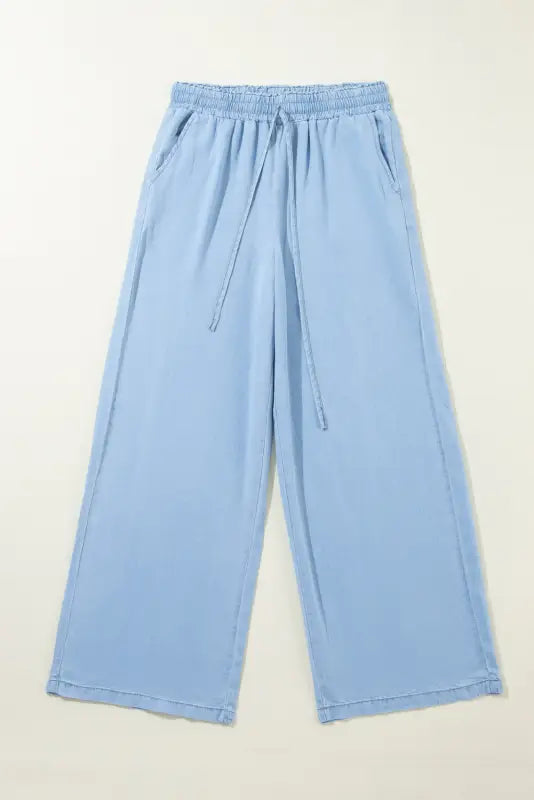 Azure breeze drawstring denim pants - bottoms/pants & culotte