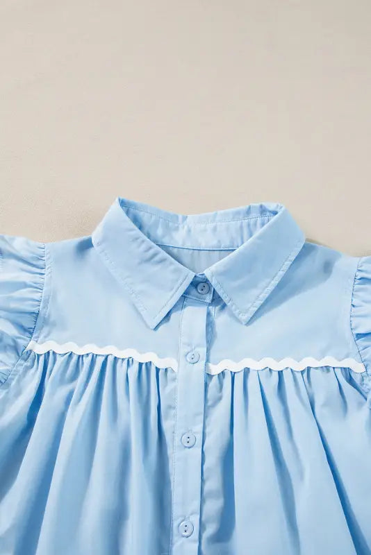 Azure ruffle runway top - shirts