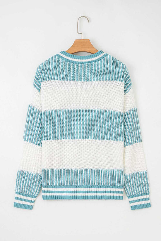 Loose Fit Striped Jumper – Two-Tone