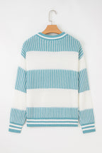 Loose Fit Striped Jumper – Two-Tone