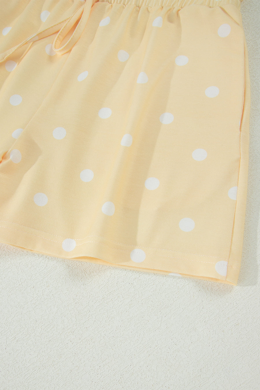 Polka Dot Exposed Seam Loose Tee Drawstring Shorts Two-Piece Set