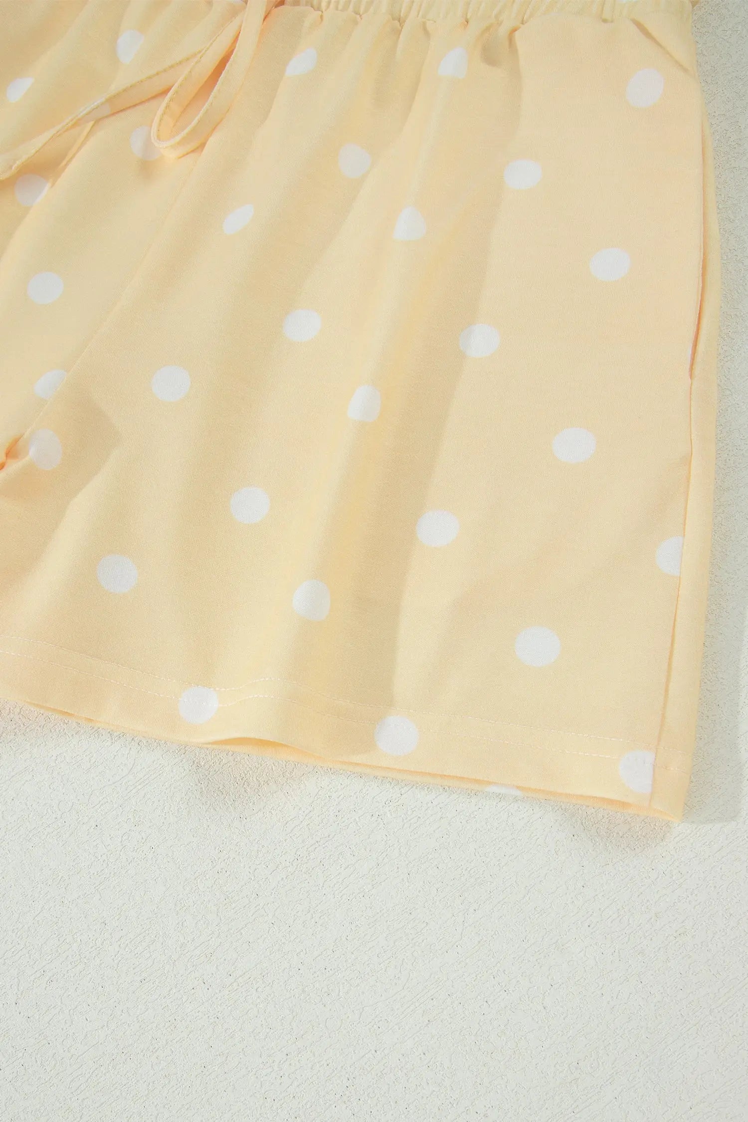 Polka Dot Exposed Seam Loose Tee Drawstring Shorts Two-Piece Set