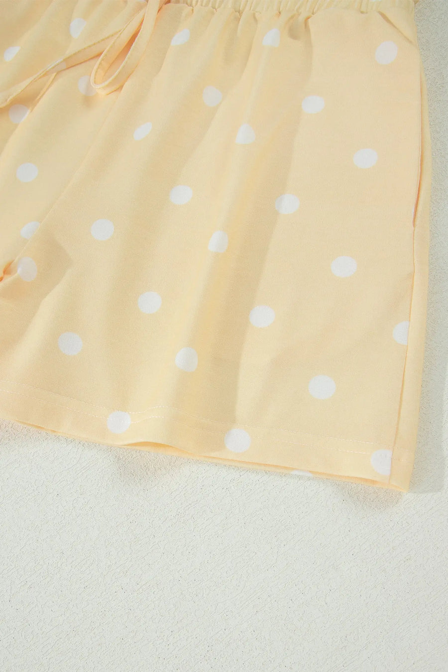 Polka Dot Exposed Seam Loose Tee Drawstring Shorts Two-Piece Set
