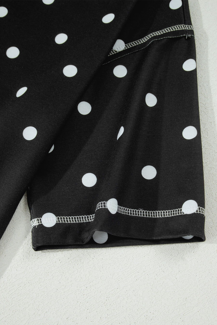 Polka Dot Exposed Seam Loose Tee Drawstring Shorts Two-Piece Set — front view third option | Fashionfitz UK