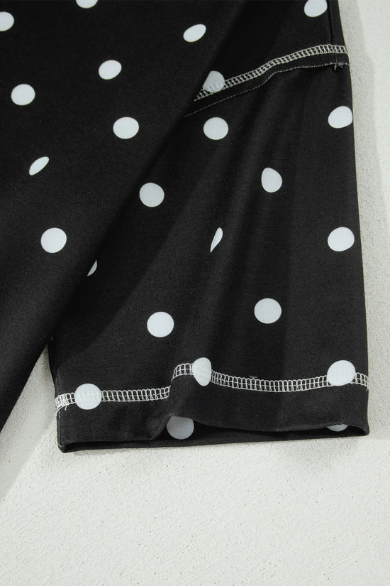 Polka Dot Exposed Seam Loose Tee Drawstring Shorts Two-Piece Set