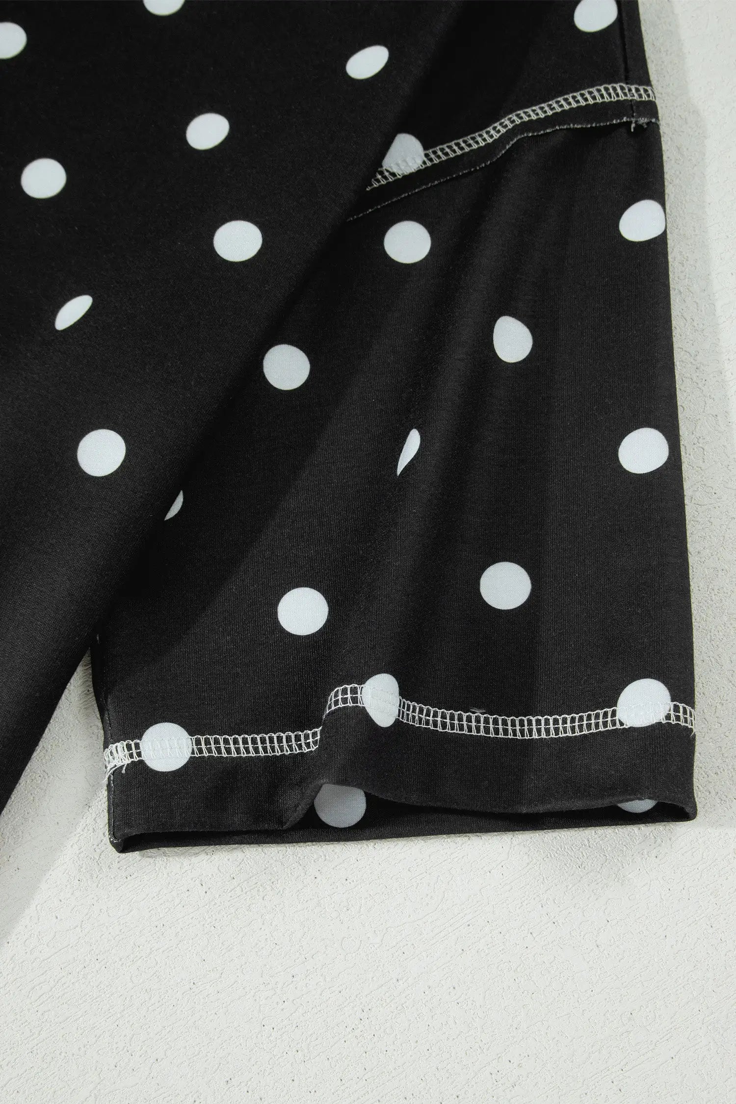Polka Dot Exposed Seam Loose Tee Drawstring Shorts Two-Piece Set