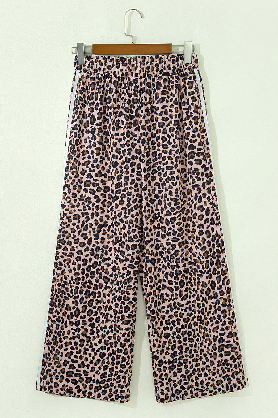 Leopard Print Side Stripe Wide Leg Trousers Women UK