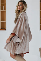 Open Front Draped Velvet Kimono