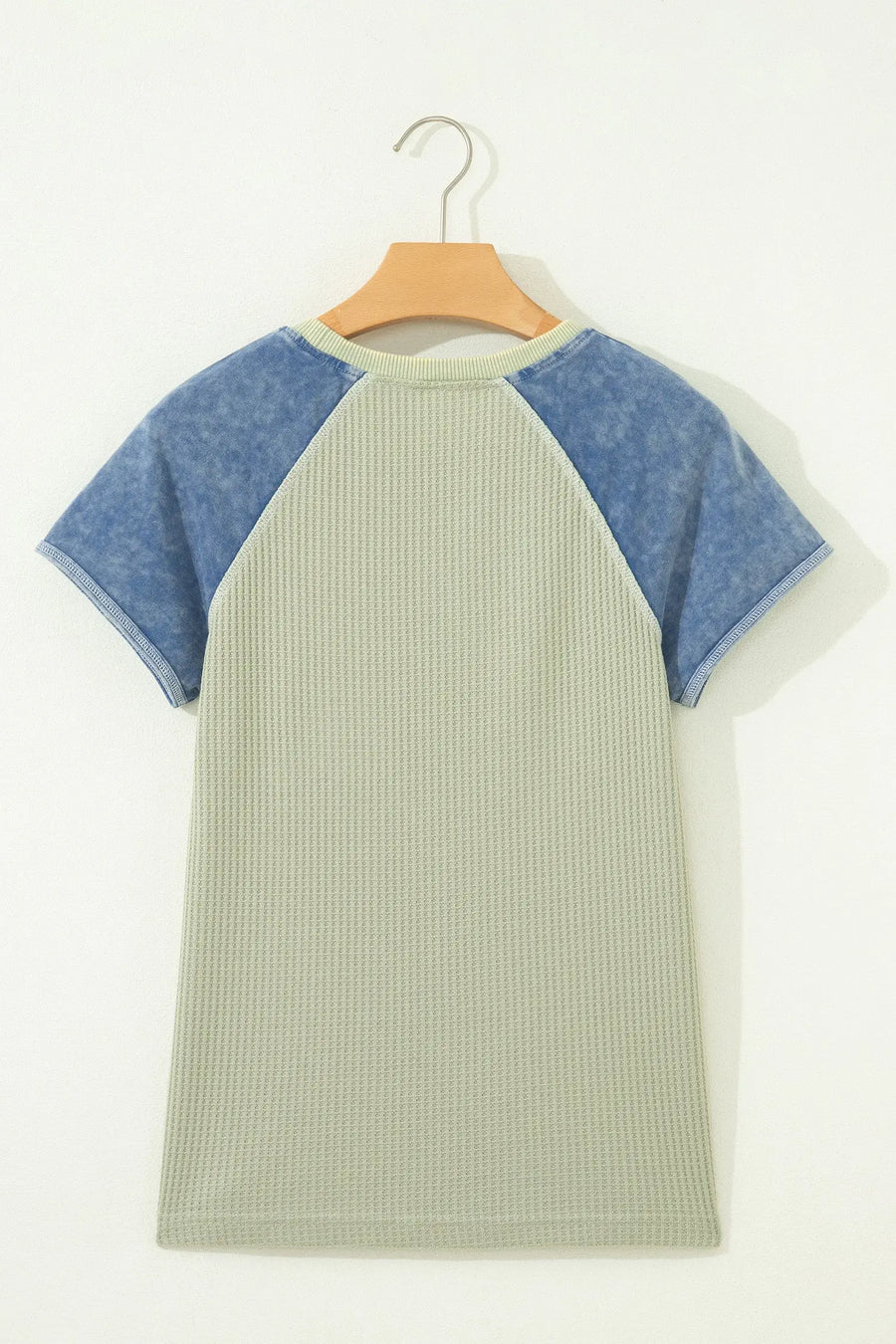 Waffle Knit Colour Block Patchwork Short Sleeve Top Women UK — lifestyle shot | Fashionfitz UK