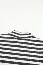 Striped Textured Knit Long Sleeve Tee