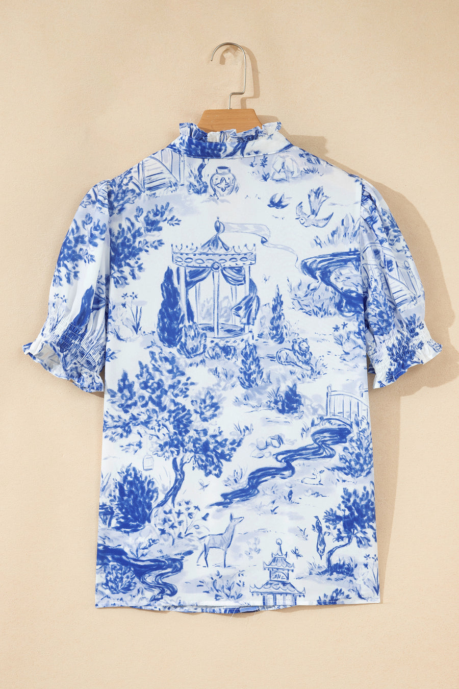 Animal Paradise Print Striped Panel Gathered Blouse Women UK — side view third option | Fashionfitz UK