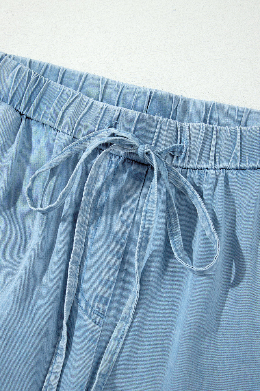 Ruffled Hem Wide Leg Chambray Pants Women UK