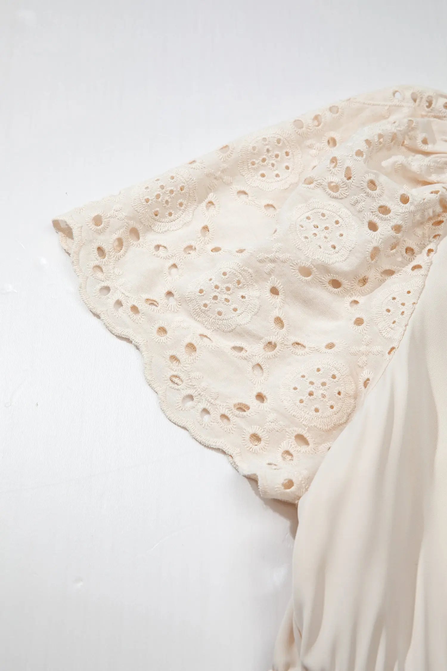 Apricot plus size v neck lacy embroidery patchwork short sleeve maxi dress