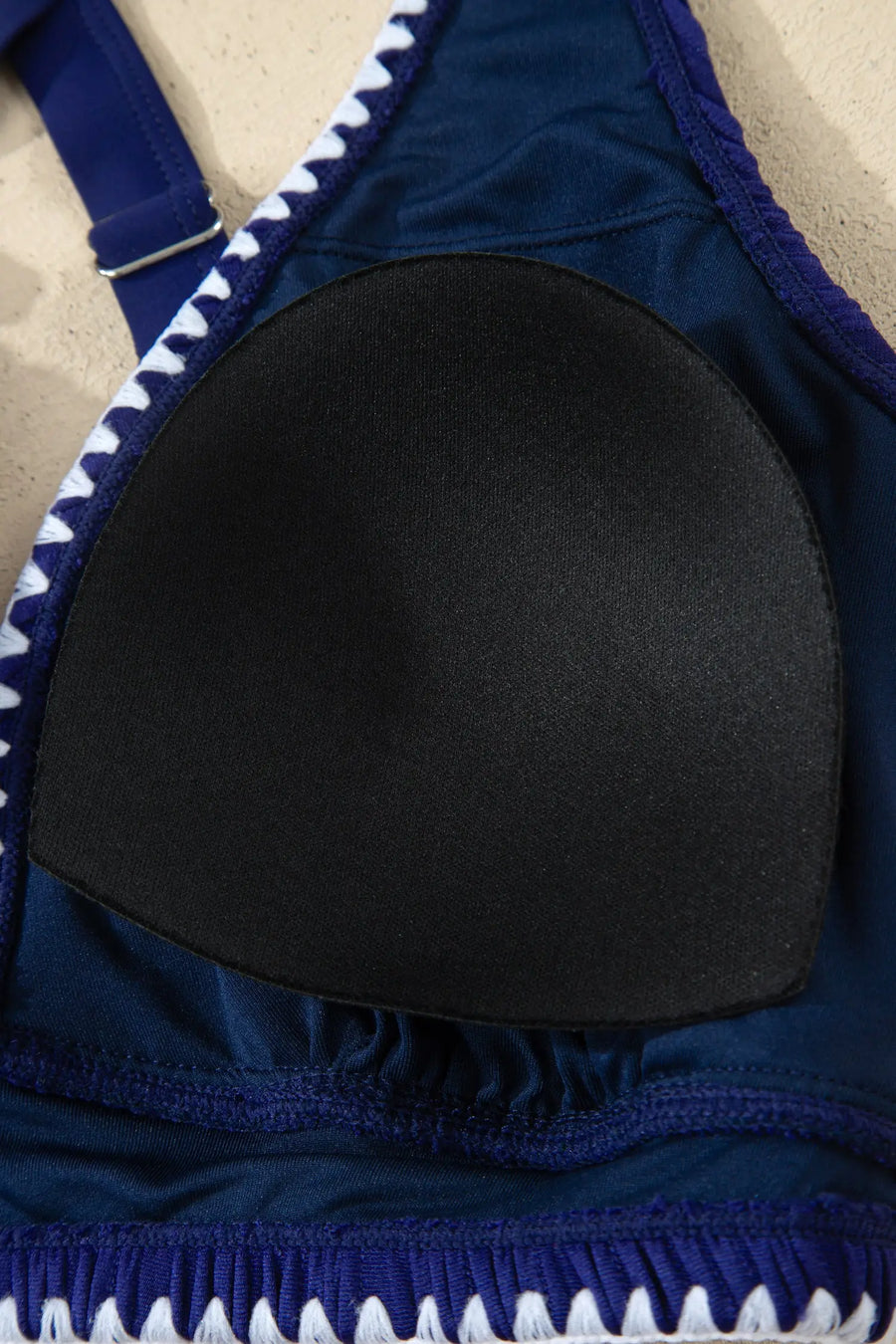 Shell stitch v neck high waist bikini set adjustable straps removable pads classic bikinis