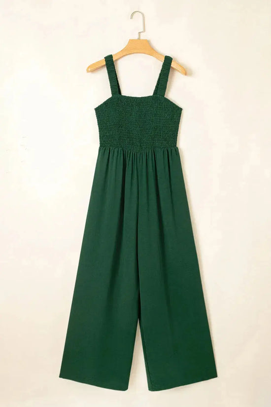 Smocked Wide Leg Jumpsuit - Fashionfitz