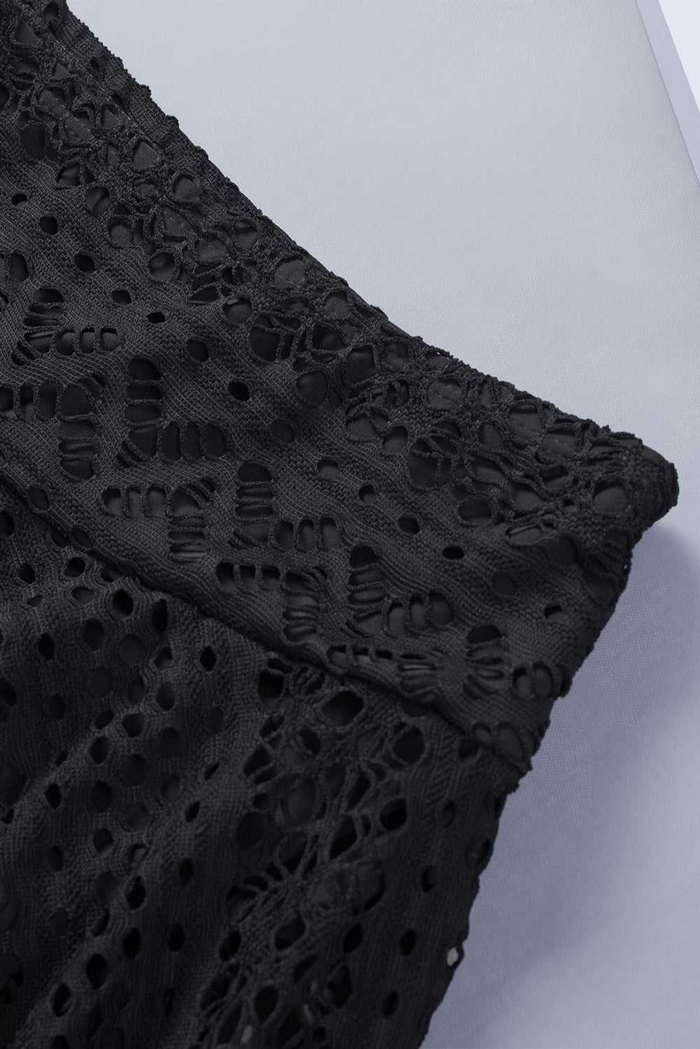 Black Crochet Lace Swim Skorts